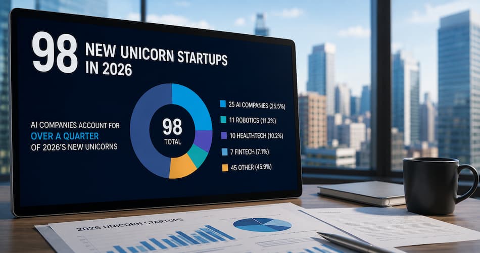 AI Startups Lead 2026 Unicorn Boom as 25 of 98 New Billion-Dollar Companies Emerge